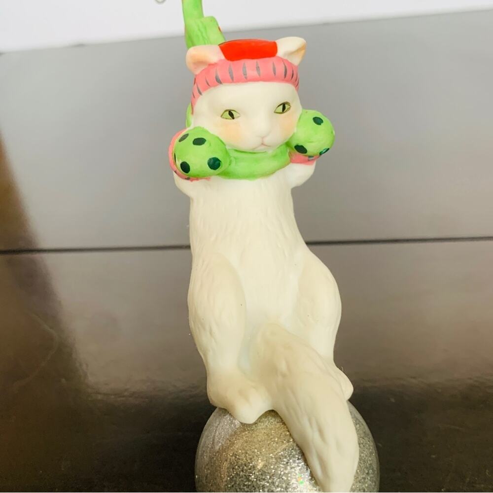 Vintage Porcelain Cat Ornament